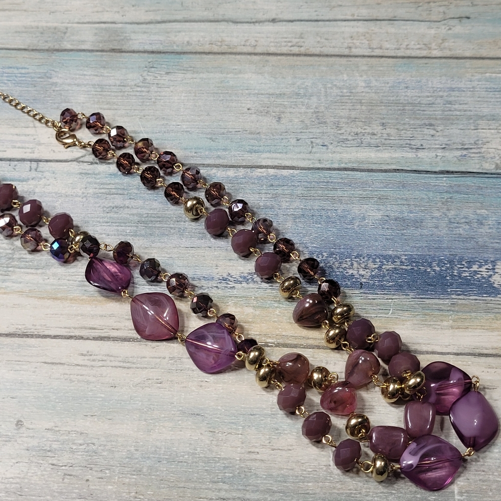 C 1946 Purple and Gold Beaded Necklace - Picture 4 of 9